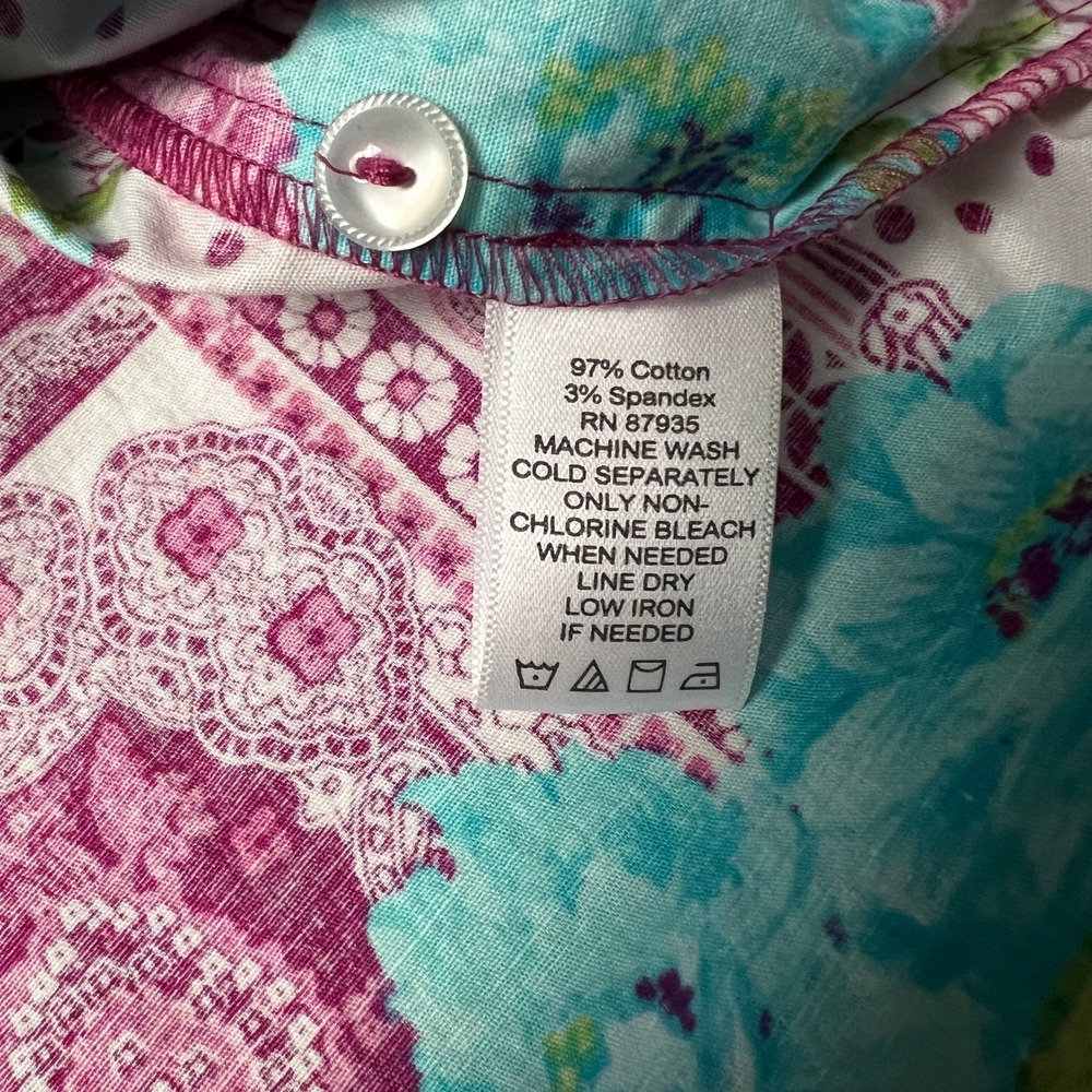 Susan Graver Patchwork Button Down Size 10 Floral… - image 5